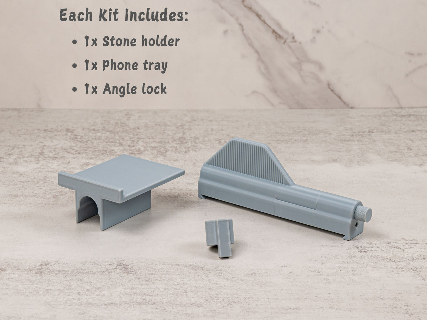 Kit includes stone holder, phone tray, and angle lock for Work Sharp Precision Adjust.
