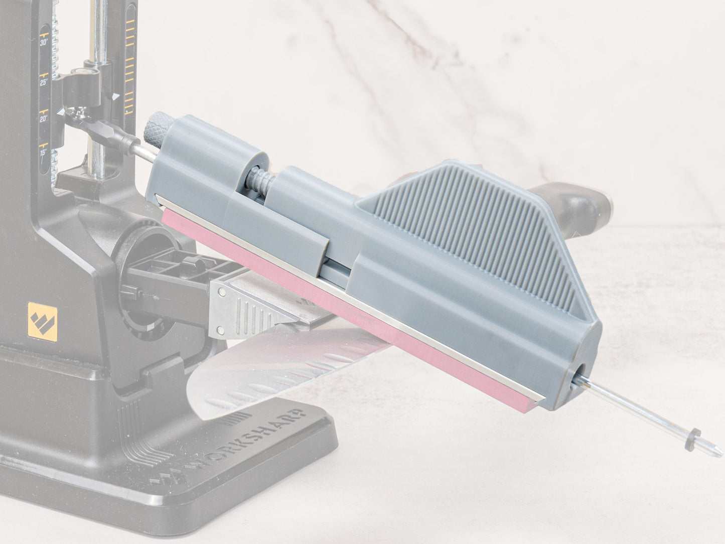 6-inch stone holder installed on Work Sharp Precision Adjust knife sharpener