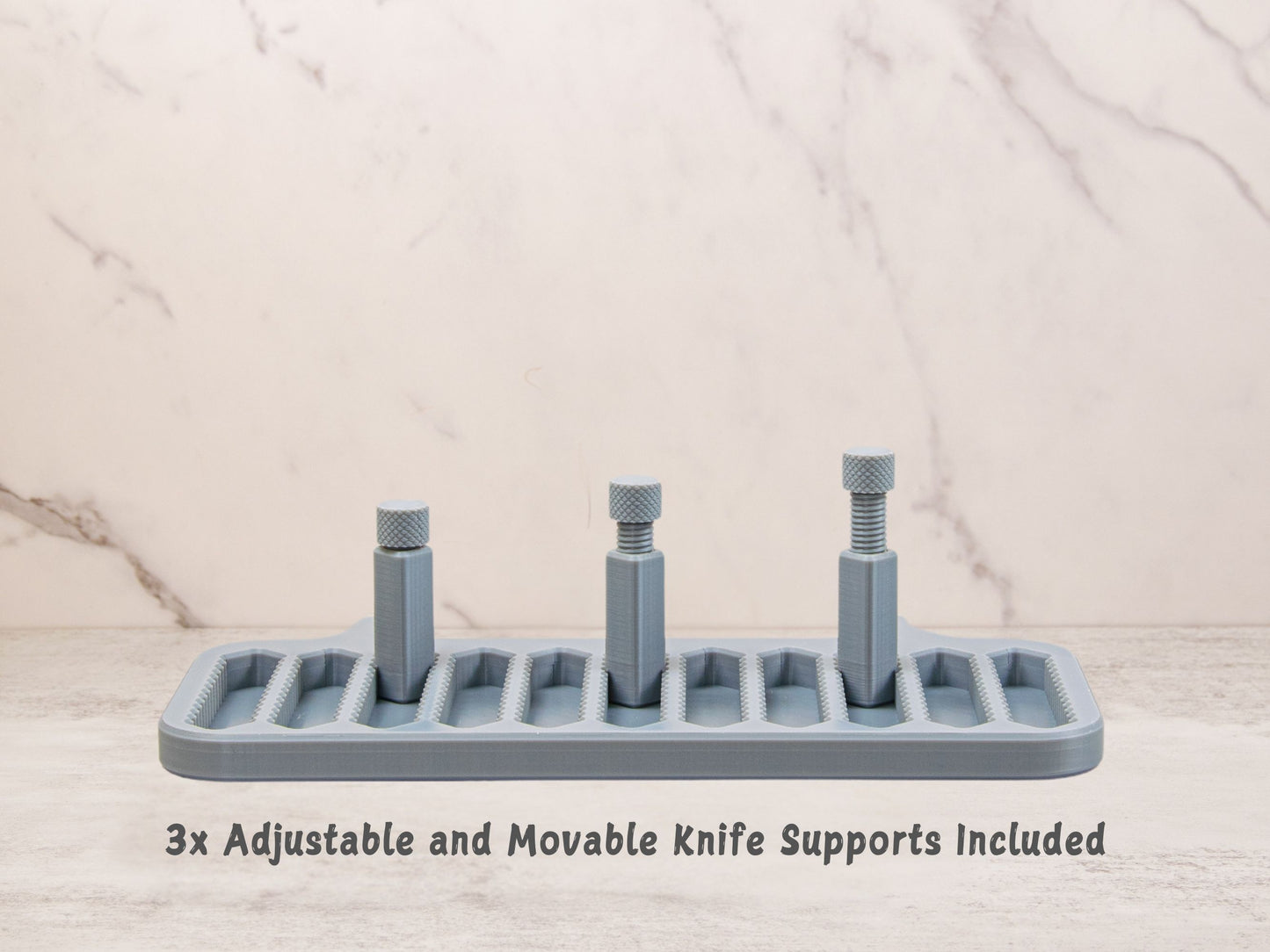Three adjustable knife supports on platform for Work Sharp Professional Precision Adjust.