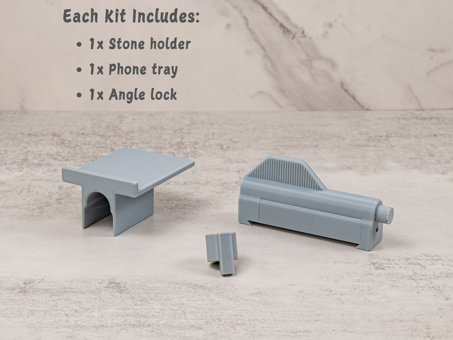 Kit includes stone holder, phone tray, and angle lock for Work Sharp Precision Adjust