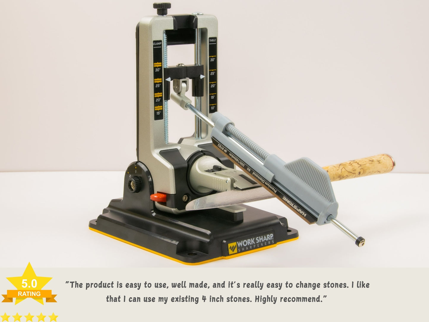 Stone holder for Work Sharp Professional Precision Adjust with customer review overlay