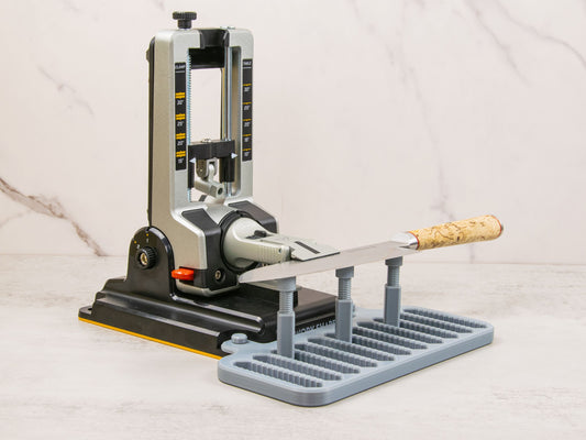 Work Sharp Professional Precision Adjust sharpener installed on platform.