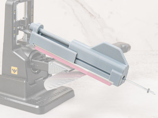 Stone holder installed on Work Sharp Precision Adjust sharpener