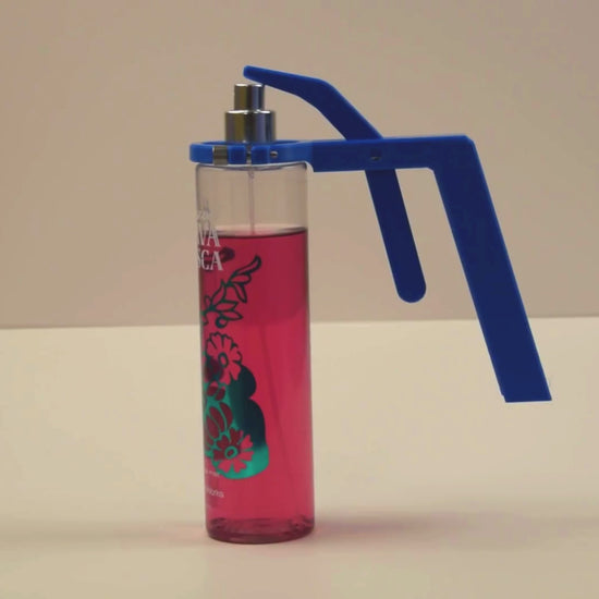 Video showing the Bath & Body Works Body Spray Assistant in action, helping users effortlessly spray fragrance from large and small bottles.